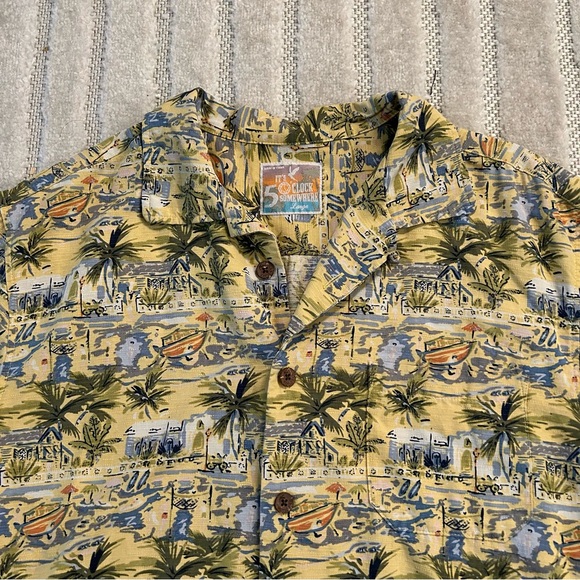 Made In Hawaii Tops - It’s Five O’clock Somewhere 100% Silk Tropical Beach Hawaiian Button Shirt - L